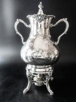 Antique Silver Plate Samovar Coffee Urn With Burner Van Bergh Silver Co Chased Coffee Decanter Warmers