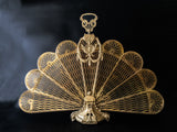 Vintage Brass Fireplace Screen Fan Peacock Victorian Art Nouveau Fireplace Screens