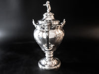 Antique Silver Plate Sugar Bowl Urn Boy Greek Revival Faces Sugar Bowls