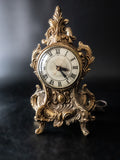 Vintage Gold Brass Mantel Clock Works Victorian Style Clocks
