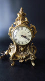 Vintage Gold Brass Mantel Clock Works Victorian Style Clocks