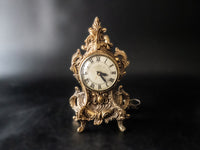 Vintage Gold Brass Mantel Clock Works Victorian Style Clocks