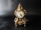 Vintage Gold Brass Mantel Clock Works Victorian Style Clocks