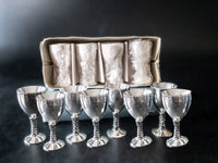 Vintage Silver Plate 8 Goblets Name Card Holders Place Card Menu Holder IOB Dining & Serving