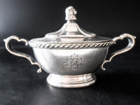 Vintage Silver Soldered Sugar Bowl Lion Head Finial International Silver 1953 Sugar Bowls