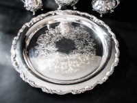 Vintage Du Barry Chased Silver Plate Tea Service Set Hand Chased Tea Sets