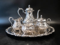 Vintage Du Barry Chased Silver Plate Tea Service Set Hand Chased Tea Sets
