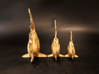 Vintage Brass Fish Set Of 3 Goldfish Sculptures Figures Figurines