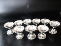 Antique Silver Soldered Ice Cream Cups Toledo Club Set of 9 Bowls