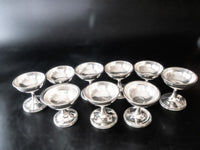 Antique Silver Soldered Ice Cream Cups Toledo Club Set of 9 Bowls