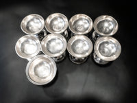 Antique Silver Soldered Ice Cream Cups Toledo Club Set of 9 Bowls
