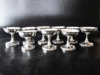 Antique Silver Soldered Ice Cream Cups Toledo Club Set of 9 Bowls