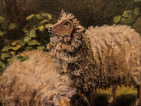 antique oil painting sheep