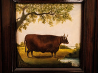 Framed Oil Painting Cow Antique Style Hand Painted Painting