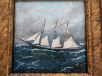 Framed Oil Painting Sailboat Schooner Antique Style Hand Painted Painting