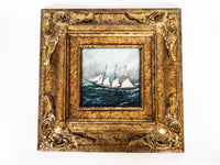Framed Oil Painting Sailboat Schooner Antique Style Hand Painted Painting