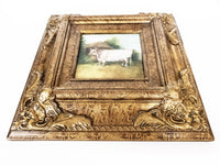 Gilt Framed Oil Painting Cow Antique Style Hand Painted Painting