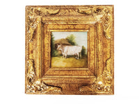 Gilt Framed Oil Painting Cow Antique Style Hand Painted Painting