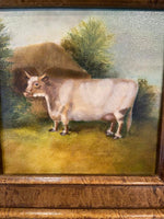 Gilt Framed Oil Painting Cow Antique Style Hand Painted Painting