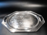 Antique Silver Plate Oval Octagon Serving Meriden Art Deco Trays & Platters