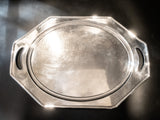 Antique Silver Plate Oval Octagon Serving Meriden Art Deco Trays & Platters