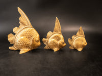 Vintage Brass Fish Set Of 3 Goldfish Sculptures Figures Figurines