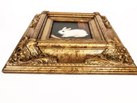Framed Small Oil Painting Rabbit And Carrot Antique Style Hand Painted Painting