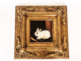Framed Small Oil Painting Rabbit And Carrot Antique Style Hand Painted Painting