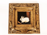 Framed Small Oil Painting Rabbit And Carrot Antique Style Hand Painted Painting