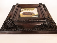 Framed Oil Painting Cow Antique Style Hand Painted Painting