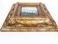 Framed Oil Painting Sailboat Schooner Antique Style Hand Painted Painting