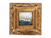 Framed Oil Painting Sailboat Schooner Antique Style Hand Painted Painting