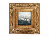Framed Oil Painting Sailboat Schooner Antique Style Hand Painted Painting