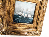 Framed Oil Painting Sailboat Schooner Antique Style Hand Painted Painting