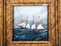 Framed Oil Painting Sailboat Schooner Antique Style Hand Painted Painting