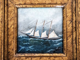 Framed Oil Painting Sailboat Schooner Antique Style Hand Painted Painting