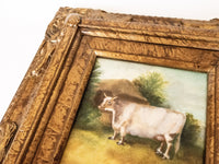 Gilt Framed Oil Painting Cow Antique Style Hand Painted Painting
