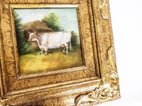 Gilt Framed Oil Painting Cow Antique Style Hand Painted Painting