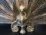 Vintage Brass Fireplace Screen Fireplace Fan Gargoyle Peacock Griffin Hollywood Regency Fireplace Screens