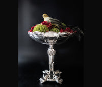 Ornate Silverplate Pedestal Bowl Lion Foot Tall Centerpiece Decorative Trays