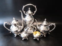 Vintage Silver Plate Full Coffee And Tea Set With Tilting Pot Tea Sets