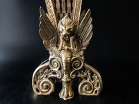 Vintage Brass Fireplace Screen Fireplace Fan Gargoyle Peacock Griffin Hollywood Regency Fireplace Screens