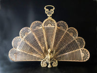 Vintage Brass Fireplace Screen Fireplace Fan Gargoyle Peacock Griffin Hollywood Regency Fireplace Screens