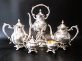 Vintage Silver Plate Full Coffee And Tea Set With Tilting Pot Tea Sets