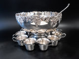 Silver Plate Punch Bowl Set With 12 Cups And Ladle Vintage By Webster Wilcox Punch Bowl Sets