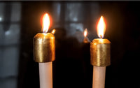Set Of 6 Brass Bronze Candle Protectors Church Altar Candles Circa 1935 Candlestick Holders