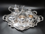 Vintage Silver Plate Tea Set Coffee Service With Tray Reed And Barton Victorian Tea Sets