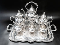 Vintage Silver Plate Tea Set Coffee Service With Tilting Pot And Tray BSC Tea Sets