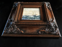 Framed Oil Painting Sailboat Schooner Antique Style Hand Painted Painting