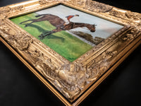Gilt Framed Oil Painting Horse And Jockey Antique Style Hand Painted Painting